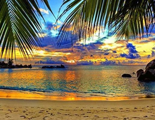 St Thomas Beach Sunset Landscape Paint By Numbers