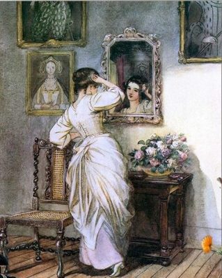 Girl Looks to The Mirror paint by numbers