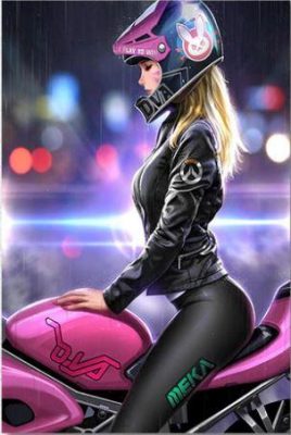 Girl Motorcycle paint by numbers