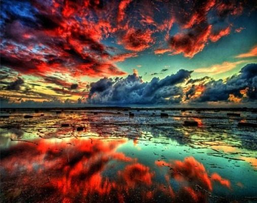 Red Clouds Landscape Paint By Numbers