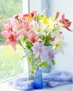 Colored Flowers  Flowers Paint By Numbers