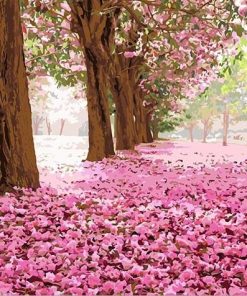 Pink Tree Leaves paint by numbers