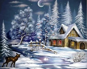 Christmas Snow Night - DIY Paint By Numbers - Numeral Paint