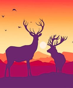 Deer Sunset Paint By Numbers