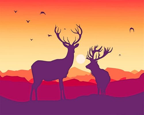 Deer Sunset Paint By Numbers