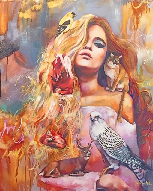 Animals Blonde Girl Paint By Numbers