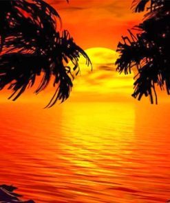 Sunset Tropical Island Paint By Numbers