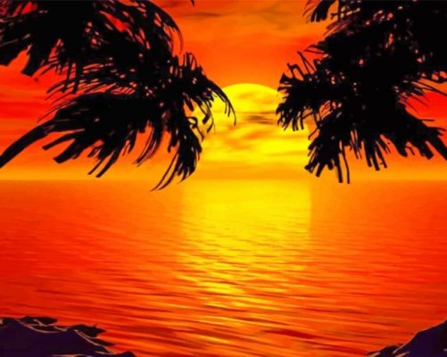 Sunset Tropical Island Paint By Numbers