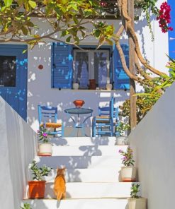 Santorini Greece House Paint By Numbers