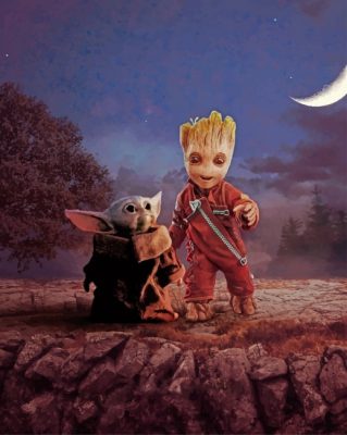 Baby Groot And Yoda Paint By Numbers