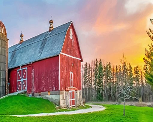 Barn Sunset Paint By Numbers