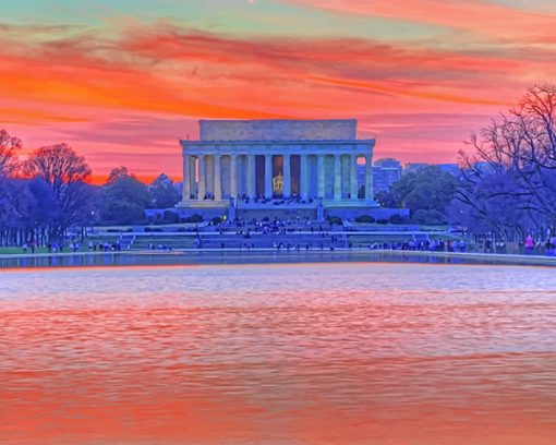 Lincoln Memorial Sunset Paint By Numbers