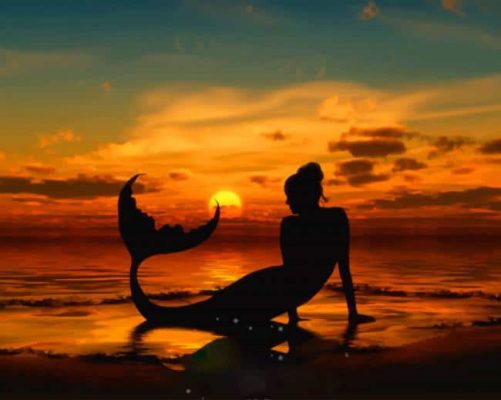 Mermaid Silhouette Sunset Paint By Numbers