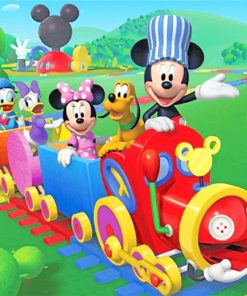 Mickey Mouse On Train Paint By Numbers