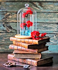 Books And Red Roses Paint By Numbers