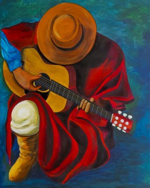 Latino Man Playing Guitar Paint by numbers