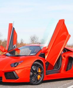 Red Lamborghini paint by numbers