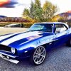 Blue Camaro Car paint by numbers