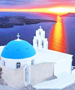 Santorini City Sunrise paint by numbers