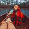 Dog In Boat With Blanket Paint by numbers