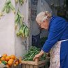 Old Woman Selling Fruits And Vegetables Paint by numbers