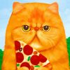 Cat Eating Pizza paint by numbers