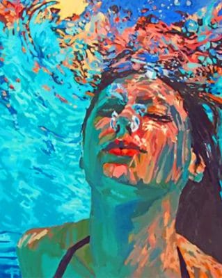 Girl Underwater paint by numbers