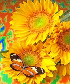 Butterfly On A Sunflower paint by numbers