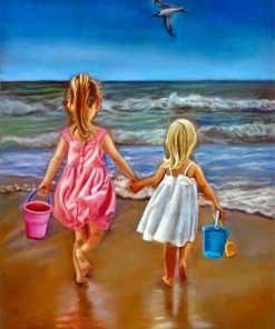 Little Girls In Beach paint by numbers