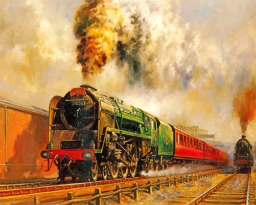 Old steam train paint by numbers