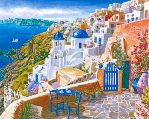 Santorini Greece Island paint by numbers