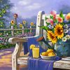 Sunflowers And Lemon On Bench paint by numbers