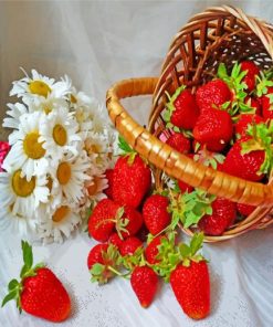 Daisies And Strawberries paint by numbers