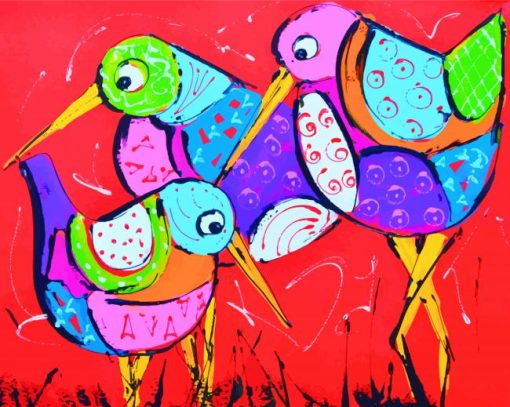 Colorful Birds Art Paint by numbers