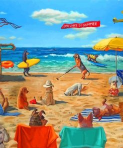 Dogs In Beach Paint by numbers