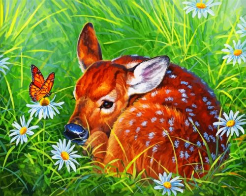 Aesthetic Deer And Butterfly Paint by numbers