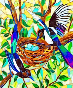 Msaic Magpie Birds Paint by numbers