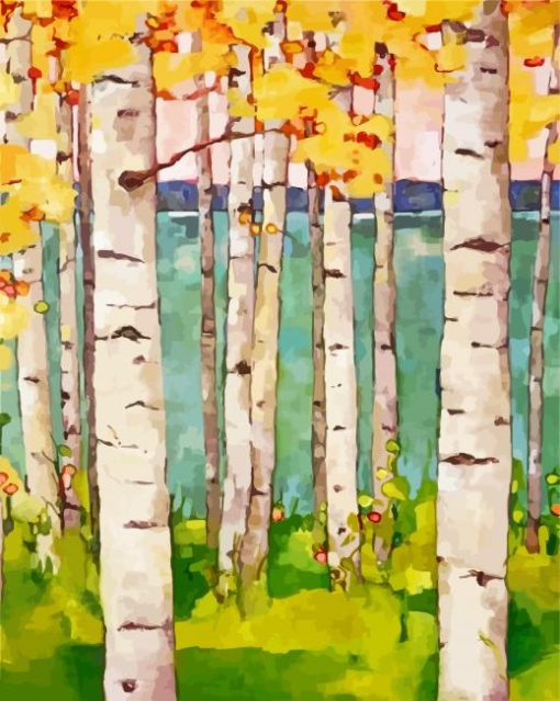 Birch Trees paint by numbers