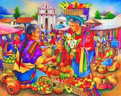 market scene paint by numbers