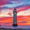 Beautiful Sunset In New Brighton Lighthouse Paint By Number