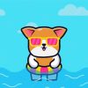 Cute Cartoon Dog Swimming Paint By Number