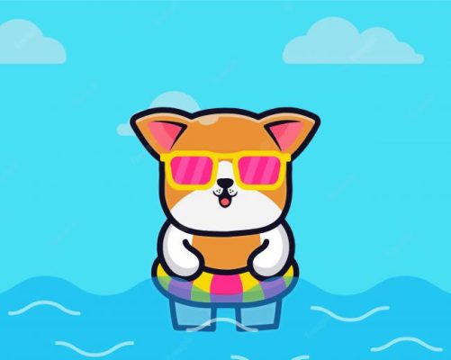 Cute Cartoon Dog Swimming Paint By Number