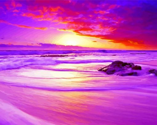 Purple Scene Beach Paint By Number