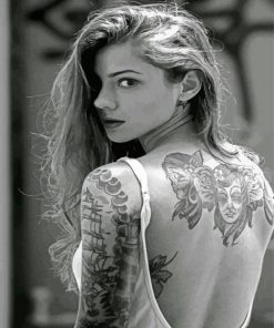 Black And White Tattooed Woman Paint By Number