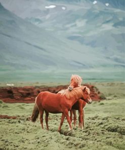 Brown Couple Horses Paint By Numbers