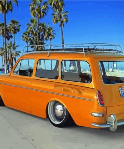 Orange VW Fastback Illustration Paint By Number