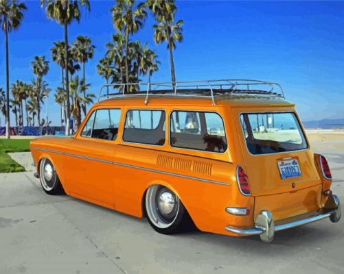 Orange VW Fastback Illustration Paint By Number