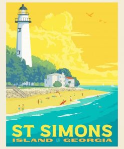 St Simons Island Georgia Poster Art Paint By Numbers