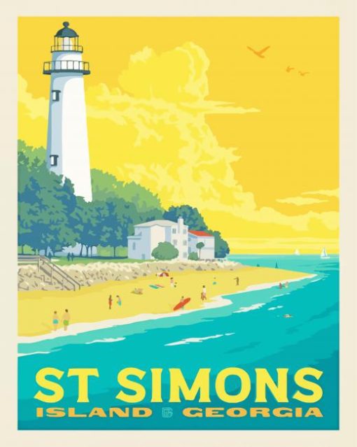 St Simons Island Georgia Poster Art Paint By Numbers