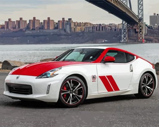 White Nissan 370 Z Paint By Numbers